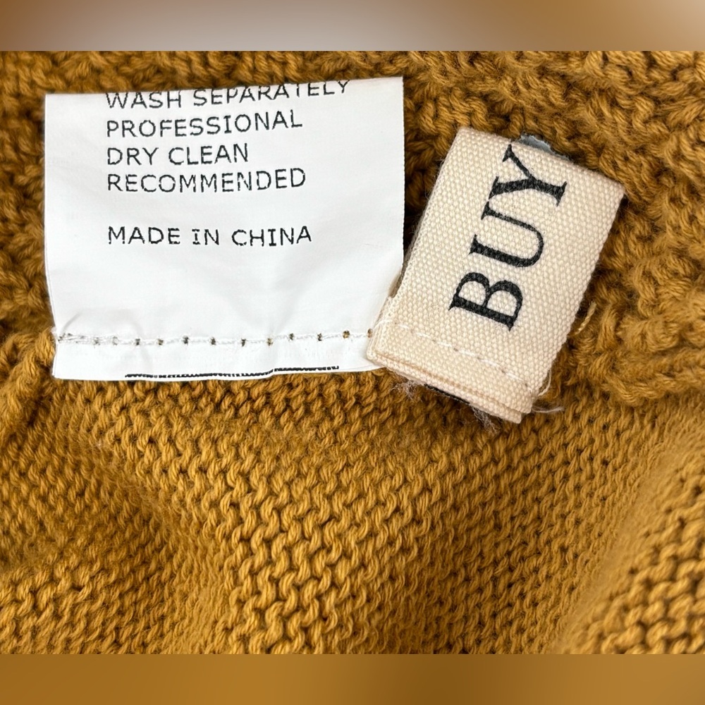 Asymmetric V-Neck Knit Sweater Vest Brown Mustard 100% Cotton Size M/L - Picture 6 of 7